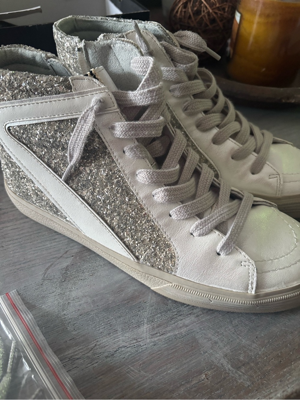 ShuShop Silver Glitter High-Top Athletic Sneakers